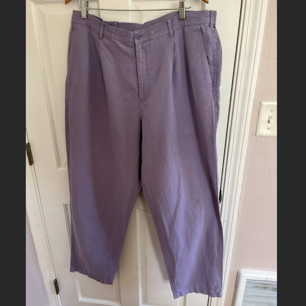 Lavender Linen-Cotton Trousers